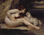 Gustave Courbet Nude Woman with Dog oil